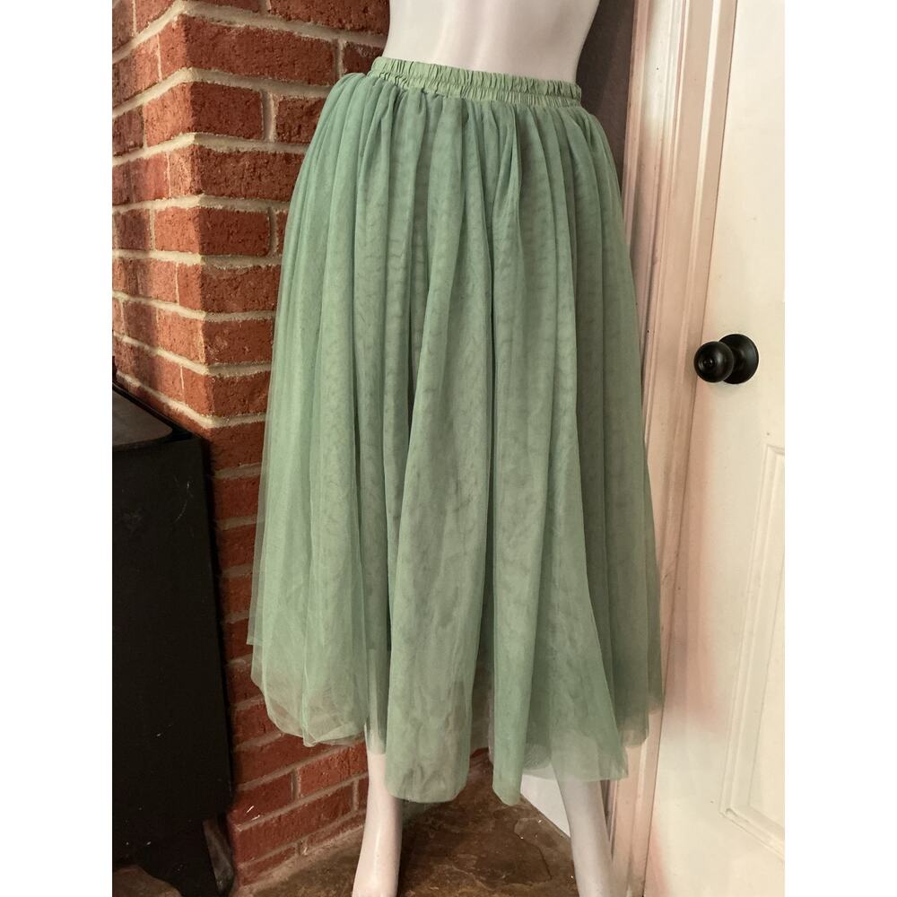 Sage Green Tulle Midi Skirt Fairycore Cottagecore Balletcore XS S